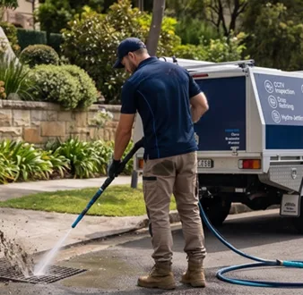 Plumber tracing a drain smell in Zetland